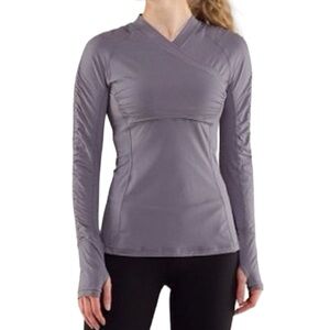 Lululemon Gray UPF Jersey Ruched Sunbeam Pullover size 4